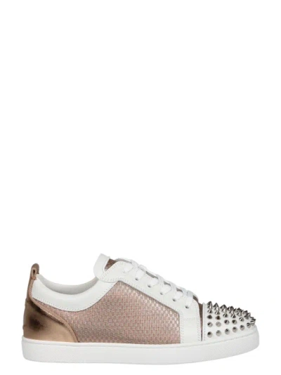 Christian Louboutin Varsijunior Spikes Duo Flat Sneakers In Metallic