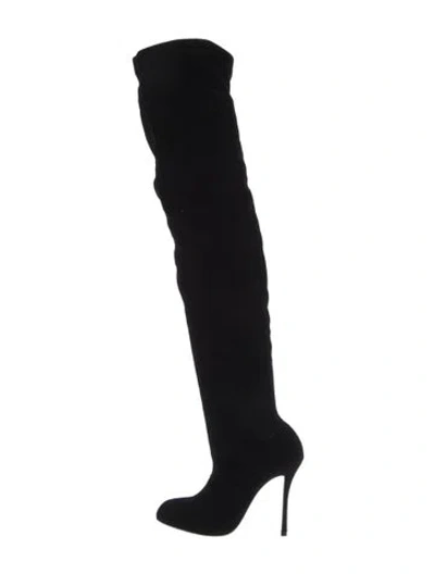 Pre-owned Christian Louboutin Velvet Boots In Black