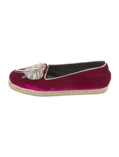 Pre-owned Christian Louboutin Velvet Crystal Embellishments Espadrilles In Purple