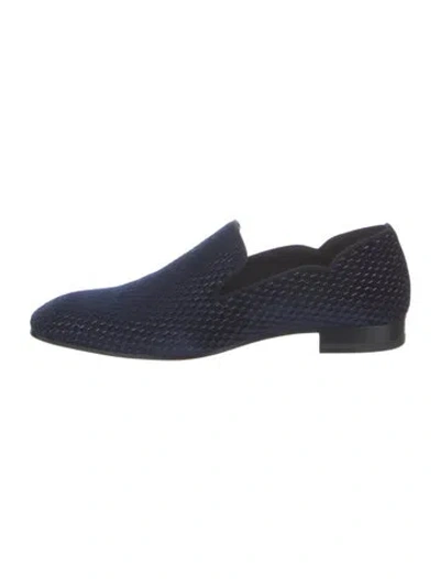 Pre-owned Christian Louboutin Velvet Glitter Accents Slippers In Blue