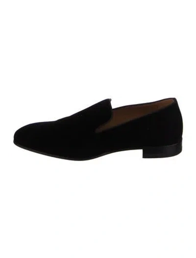Pre-owned Christian Louboutin Velvet Loafer Sneakers In Black