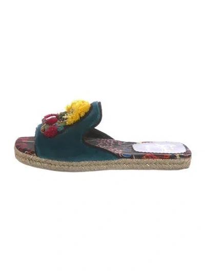 Pre-owned Christian Louboutin Velvet Patterned Espadrilles In Blue