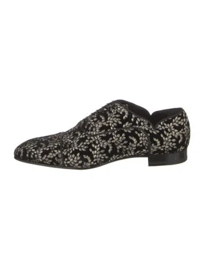 Pre-owned Christian Louboutin Velvet Printed Oxfords In Black