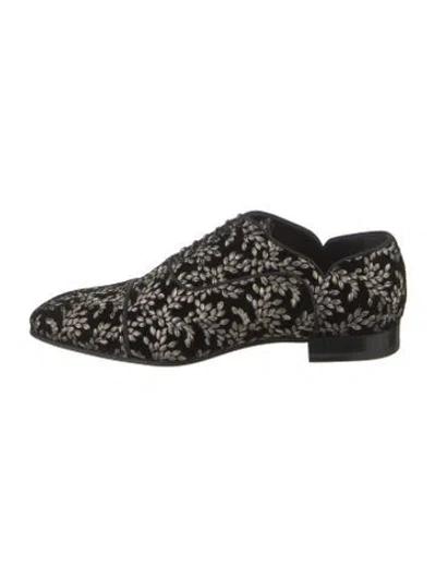 Pre-owned Christian Louboutin Velvet Printed Slippers In Black