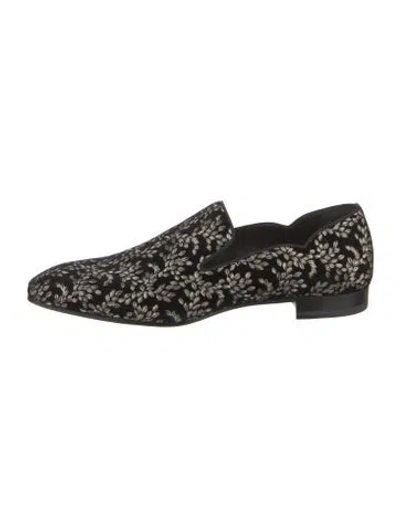 Pre-owned Christian Louboutin Velvet Printed Slippers In Black