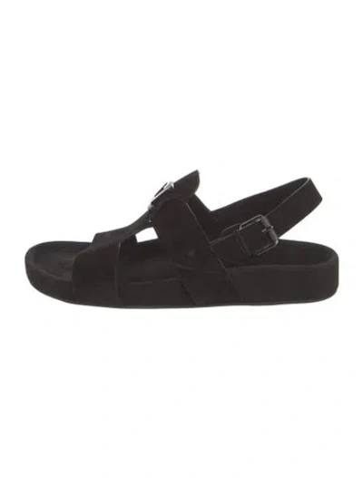 Pre-owned Christian Louboutin Velvet Sandals In Black