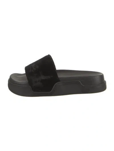 Pre-owned Christian Louboutin Velvet Slides In Black