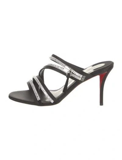 Pre-owned Christian Louboutin Velvet Slides W/ Tags In Black