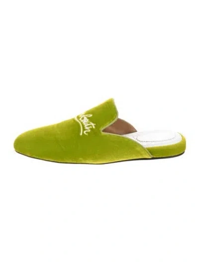 Pre-owned Christian Louboutin Velvet Slippers In Green