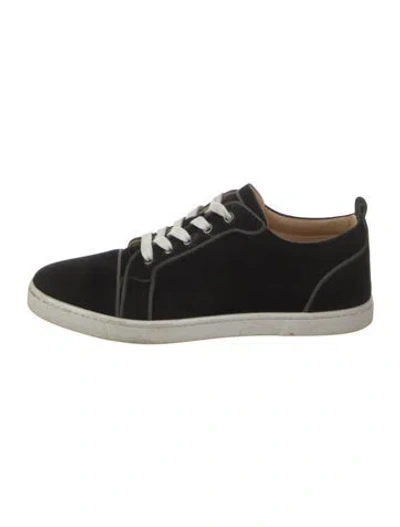 Pre-owned Christian Louboutin Velvet Sneakers In Black