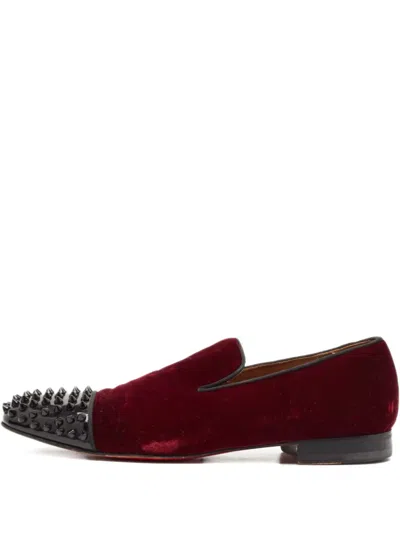 Pre-owned Christian Louboutin Velvet Spiked Loafers