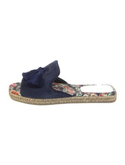 Pre-owned Christian Louboutin Velvet Tassel Accents Espadrilles In Blue