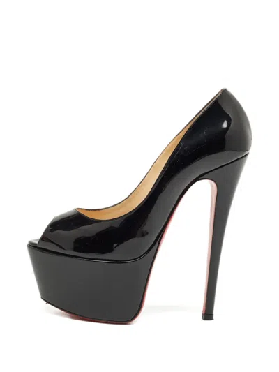 Pre-owned Christian Louboutin Vendome Platform Peep-toe Heeled Pumps In Black
