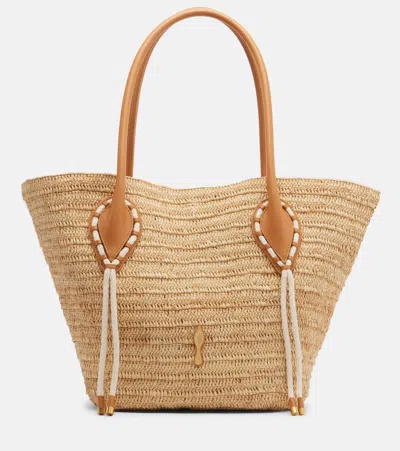 Christian Louboutin Venus Raffia Tote Bag In Sand