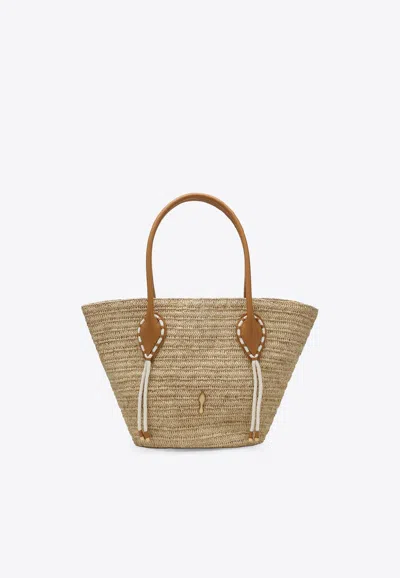 Christian Louboutin Venus Raffia Tote Bag In Sand