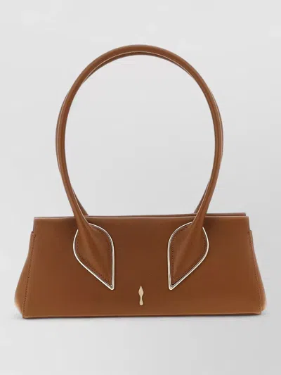 Christian Louboutin Venus Shoulder Bag Metal Accents Top Handles In Brown