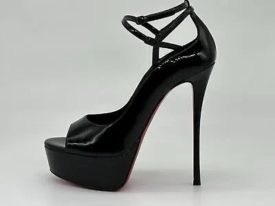 Pre-owned Christian Louboutin Very Conclusive Alta 150 Ankle Strap Heels Pumps Shoes $1145 In Black