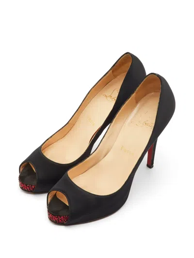 Pre-owned Christian Louboutin Very Prive Crystal-embellished Pumps In Black