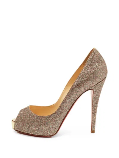 Pre-owned Christian Louboutin Very Privé Heeled Pumps In Gold