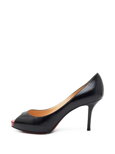 Pre-owned Christian Louboutin Very Prive Peep-toe Pumps In Black