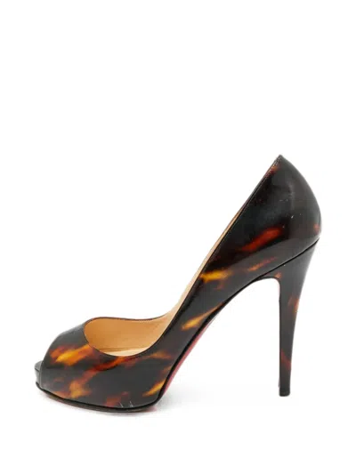Pre-owned Christian Louboutin Very Prive Peep-toe Pumps In Brown