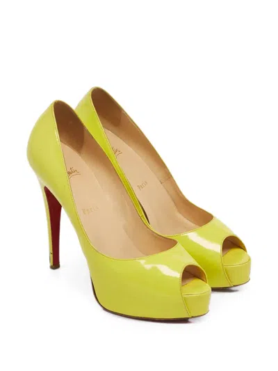 Pre-owned Christian Louboutin Very Prive Peep-toe Pumps In Yellow