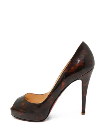 Pre-owned Christian Louboutin Very Privé Peep-toe Sandals In Brown