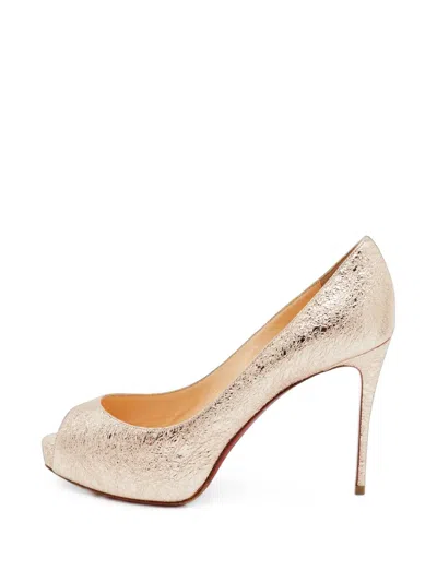 Pre-owned Christian Louboutin Very Prive Platform Pumps In Gold