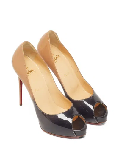 Pre-owned Christian Louboutin Very Prive Platform Pumps In Neutrals