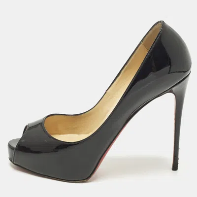 Pre-owned Christian Louboutin Very Prive Size 36 Black Patent Leather Platform Pumps