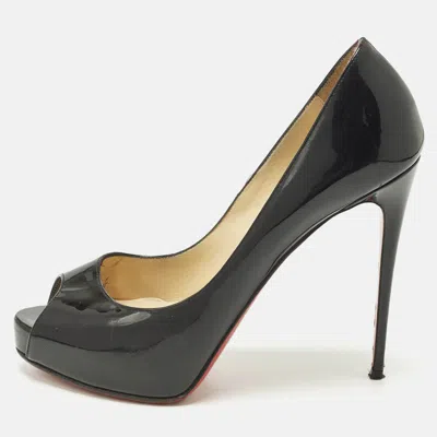Pre-owned Christian Louboutin Very Prive Size 37.5 Black Patent Leather Pumps