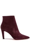 Christian Louboutin Vibella Booty 85 Suede Ankle Boots In Burgundy
