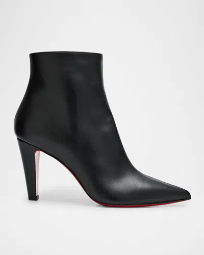 CHRISTIAN LOUBOUTIN VIBELLA LEATHER RED SOLE ANKLE BOOTIES