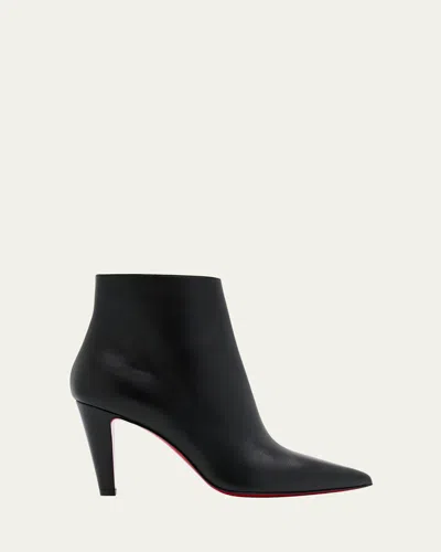 Christian Louboutin Vibella Leather Red Sole Booties In Black