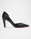 Christian Louboutin Vibella Matte Half-d'orsay Red Sole Pumps In Black