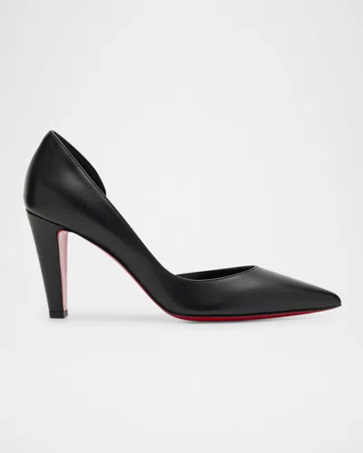 Christian Louboutin Vibella Matte Half-d'orsay Red Sole Pumps In Black