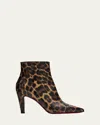 Christian Louboutin Vibella Red-sole Leopard-print Leather Booties In Leopard Multi