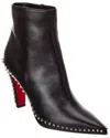 Christian Louboutin Vidura Spike Red Sole Leather Booties In Black