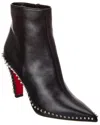 Christian Louboutin Vidura Spike Red Sole Leather Booties In Black