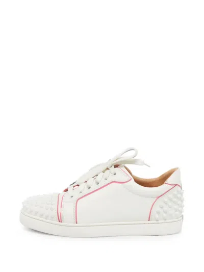 Pre-owned Christian Louboutin Vieira 2 Lace-up Sneakers In White