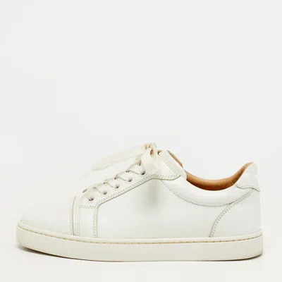 Pre-owned Christian Louboutin Vieira Size 35 White Leather Low Top Sneakers