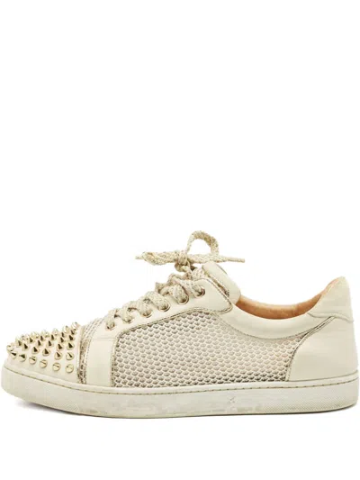 Pre-owned Christian Louboutin Vieira Spikes Sneakers In Neutral