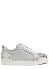 Christian Louboutin Viera Stud-embellished Glittered Sneakers In Silver