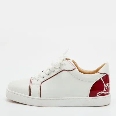 Pre-owned Christian Louboutin Vierissima Size 37.5 White Leather Low Top Sneakers