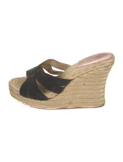 Pre-owned Christian Louboutin Vintage Canvas Espadrilles In Black
