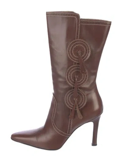 Pre-owned Christian Louboutin Vintage Leather Boots In Brown