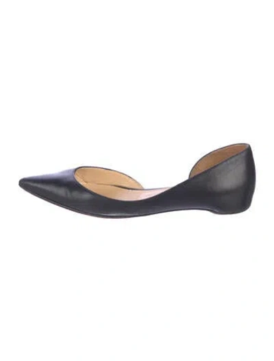 Pre-owned Christian Louboutin Vintage Leather D'orsay Flats In Black