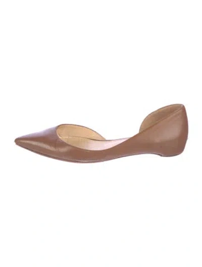 Pre-owned Christian Louboutin Vintage Leather D'orsay Flats In Brown