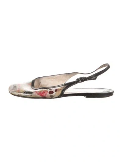 Pre-owned Christian Louboutin Vintage Leather Slingback Flats In Multicolor