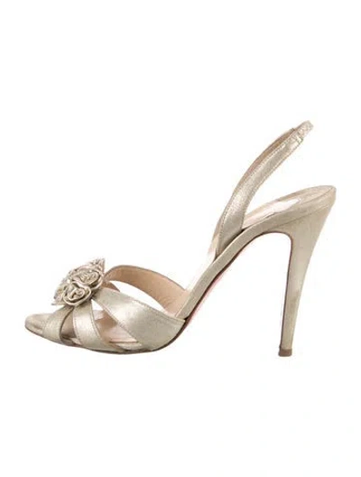 Pre-owned Christian Louboutin Vintage Leather Slingback Sandals In Neutral